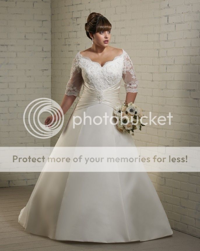 Custom Organza Plus Size Two cap sleeve Wedding Dress white ivory bride